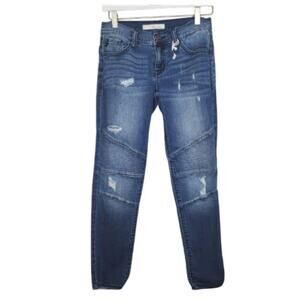 Skinny Moto Ankle Jean KanCan Distressed 25